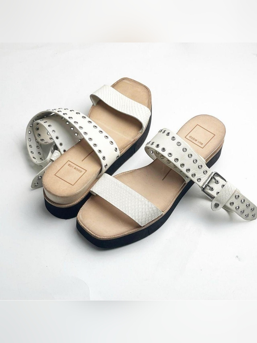 Dolce Vita Panko Grommet Criss Cross Adjustable Ankle Strap Platform Sandals